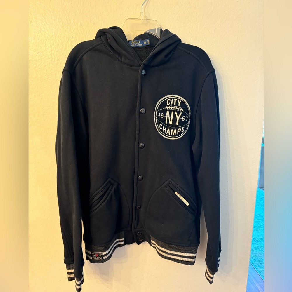 RALPH LAUREN POLO NEW YORK CITY SNAP BUTTON HOODIE SWEATSHIRT (XL) - Picture 12 of 13